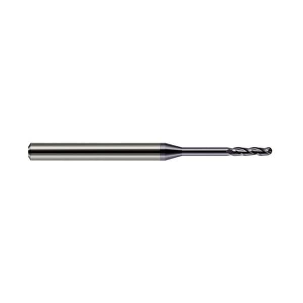 .3mm Cutter dia. x 0.0600 in. x 0.1200 in. Reach Carbide Ball End Mill, 3 Flutes, AlTiN Coated